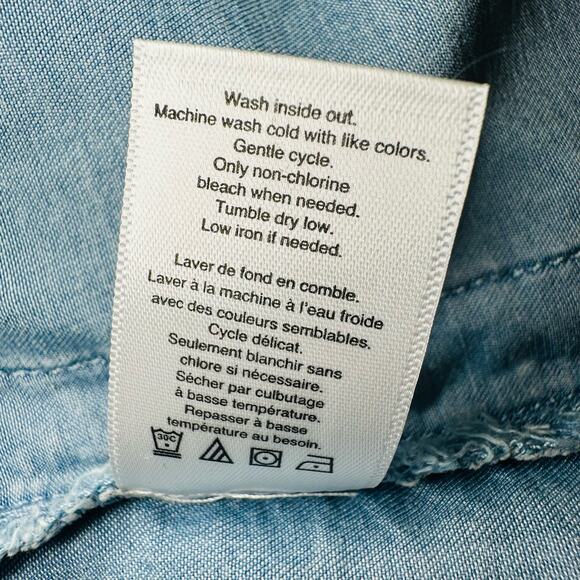 NWT Coldwater Creek Denim Chambray Light Indigo Drawstring Crochet Midi Skirt 3X - Picture 8 of 8